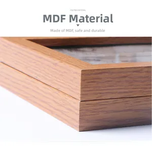 Close-up of wood grain MDF frame corner showing durable polymer material structure