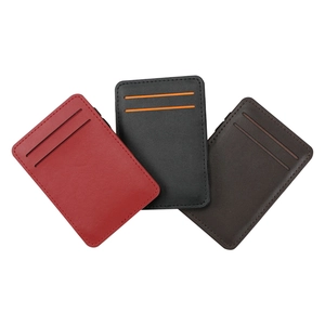 Portacarte minimalista in pelle PU nei colori nero, rosso scuro e marrone