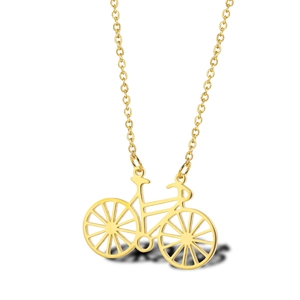 Minimalist Titanium Steel Bicycle Pendant Necklace For Women Elegant 18K Gold Plated Hollow Cycle Jewelry Adjustable Chain Accessory Gift
