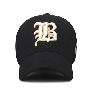 Classic black baseball cap with premium 3D embroidered letter B and curved visor