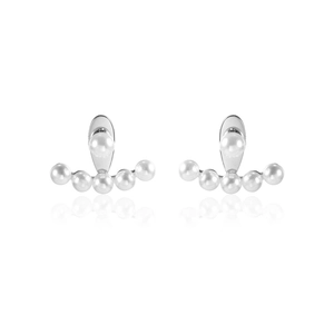 Élégantes boucles d'oreilles pendantes en perles et acier titane plaqué or 18 carats