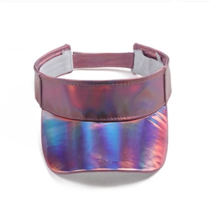 Minimalist holographic laser empty top sun hat with adjustable strap and colorful reflection