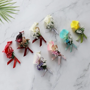 Elegant handmade PU calla lily boutonnieres in various colors for wedding and parties