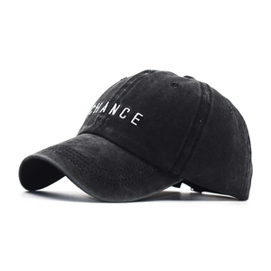 Washed Cotton Baseball Cap Vintage Distressed Alphabet Chance Embroidery Adjustable Hat For Men Women Streetwear Leisure