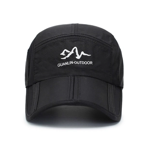 Quick-dry mesh foldable baseball cap for outdoor hiking featuring white mountain logo