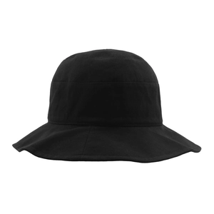 Klassischer schwarzer Baumwoll-Anglerhut für Damen mit breiter Krempe und schlichtem Design