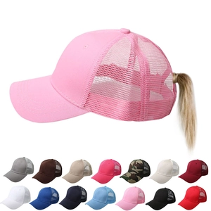 Ponytail Mesh Baseball Cap Women Cotton Polyester Breathable Sun Protection Outdoor Sports Casual Adjustable Hat