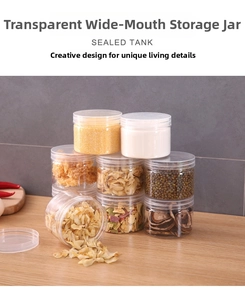 Stackable airtight clear storage jars with screw lids for organizing dry food grains