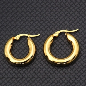 Chunky Hoop Earrings High Polished Stainless Steel Minimalist Geometric Round Circle Fashion Jewelry For Women Men