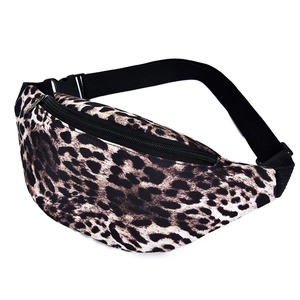 Waterproof oxford waist bag featuring classic leopard print and adjustable strap