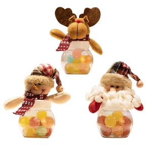 Dreiteiliges Weihnachts-Süßigkeiten-Set mit Nikolaus, Schneemann und Rentier-Figuren
