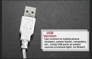 Detail of USB power cable for Halloween LED pumpkin lights with non-flicker mode