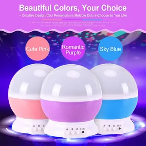 Rotating starry sky projector night light in pink, purple, and blue colors