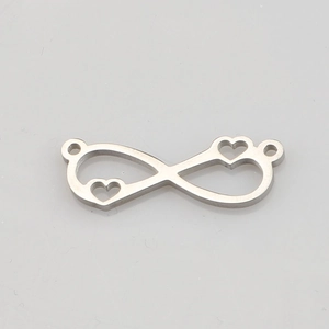 Polished stainless steel infinity heart link connector for DIY jewelry making
