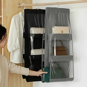 Organizador colgante vertical con compartimentos de PVC transparente para bolsos en el armario