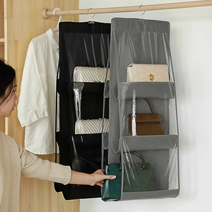 Organizzatore Per Borse Sospeso Tessuto Non Tessuto Tasche PVC Trasparenti Doppia Faccia Guardaroba Armadio Antipolvere