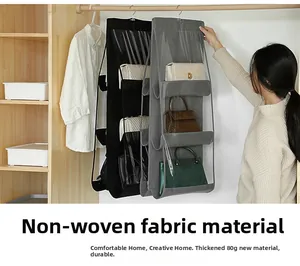 Handtaschen-Organizer für Kleiderschränke mit 6 PVC-Fächern und Vliesstoff-Gewebe