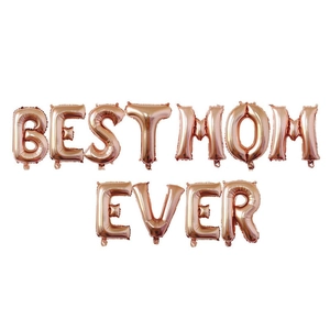 Rose gold Best Mom Ever 16-inch foil balloon set for Mother's Day party decorations