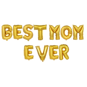 Golden Best Mom Ever foil balloon set for Mother's Day party decorations and celebration