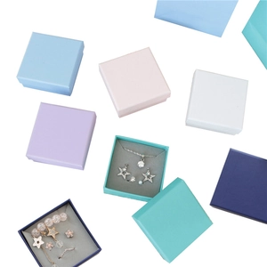 Solid color square jewelry gift box set with sponge inserts for necklaces and rings