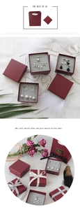 Burgundy jewelry gift box set with matching carry bag for necklaces and earrings