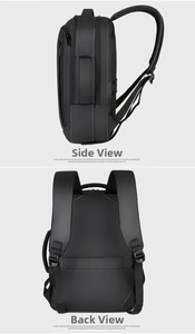 Detail view of the ergonomic breathable back padding and side handle on the business backpack