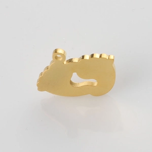 Polished gold baby footprint pendant in stainless steel for jewelry making