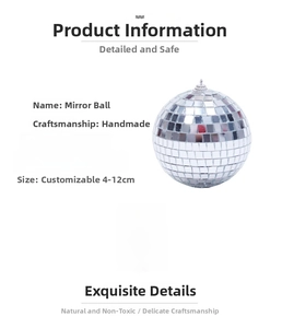 Macro detail of handmade silver disco mirror ball with glass facets and foam core