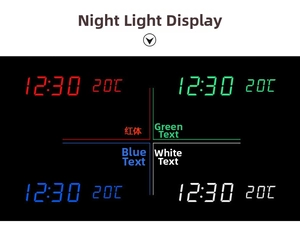 Orologio legno digitale con display LED per ora e temperatura in quattro colori vivaci