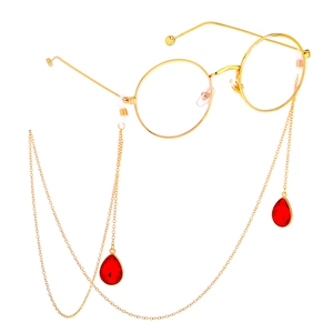 Retro Metal Copper Glasses Chain With Teardrop Faux Crystal Pendants Anti Slip Sunglasses Strap Eyewear Lanyard