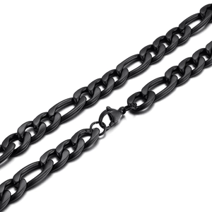 Polished black stainless steel Figaro chain necklace for DIY jewelry with lobster clasp