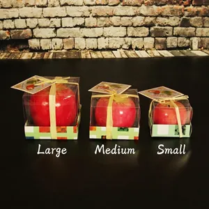 Velas realistas hechas a mano con forma de manzana roja en tres tamaños para Navidad