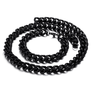 Collana a maglia cubana classica da 9mm in acciaio inossidabile nero opaco con gancio