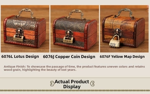 Three vintage style wooden gift boxes featuring embossed floral patterns and metal hardware