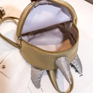 Gold mini unicorn backpack for kids with sparkling silver glitter details and secure zipper.