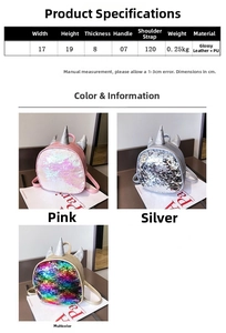 Kids sequin unicorn mini backpack cute small school book bag shiny PU leather travel daypack