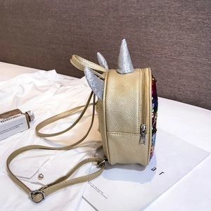Children unicorn sequin mini backpack cute gold PU leather school bag for girls daily use