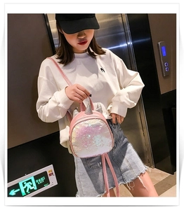 Children sequin mini unicorn backpack, cute shiny school bag for kids, vibrant pink styling.