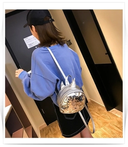 Children sequin mini backpack silver cute unicorn school bag for girls daily casual use