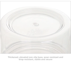 Macro shot of thickened anti-slip PET storage jar base for enhanced stability