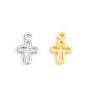 Polished gold and silver hollow cross charms for DIY jewelry making accessories