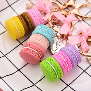 Macaron Cake Keychain Alloy Eiffel Tower Coin Pendant Ribbon Bow Cute Sweet Bag Charm Accessory Polymer Clay