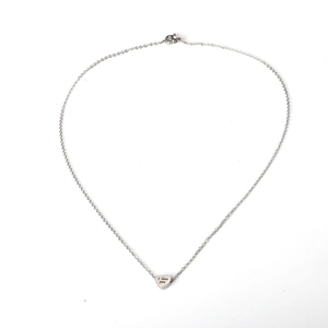 Polished stainless steel silver heart pendant necklace engraved with I love you text