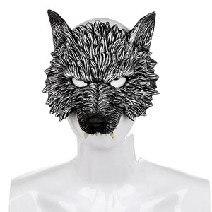 Realistic Wolf Mask 3D Werewolf Mask With Fangs Soft RP Foam Animal For Halloween Carnival Cosplay Party Masquerade