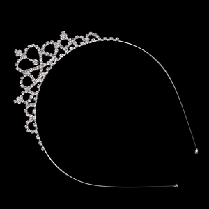 Princess crown headband with white rhinestones on silver alloy for little girls
