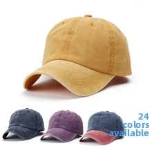 Classic washed denim baseball caps in multiple colors with 24 options available