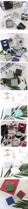 Variety of solid color jewelry gift boxes with matching bags and elegant ribbon bows