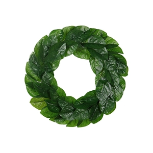 Lush green magnolia leaf wreath for spring and Christmas holiday home wall decoration