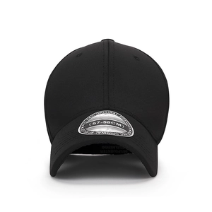 Elastic black baseball cap in breathable pinhole fabric with 57-58cm closed back fit