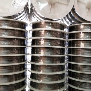Macro shot of multiple stacked spools of 0.6mm dark gray steel beading wire for DIY jewelry